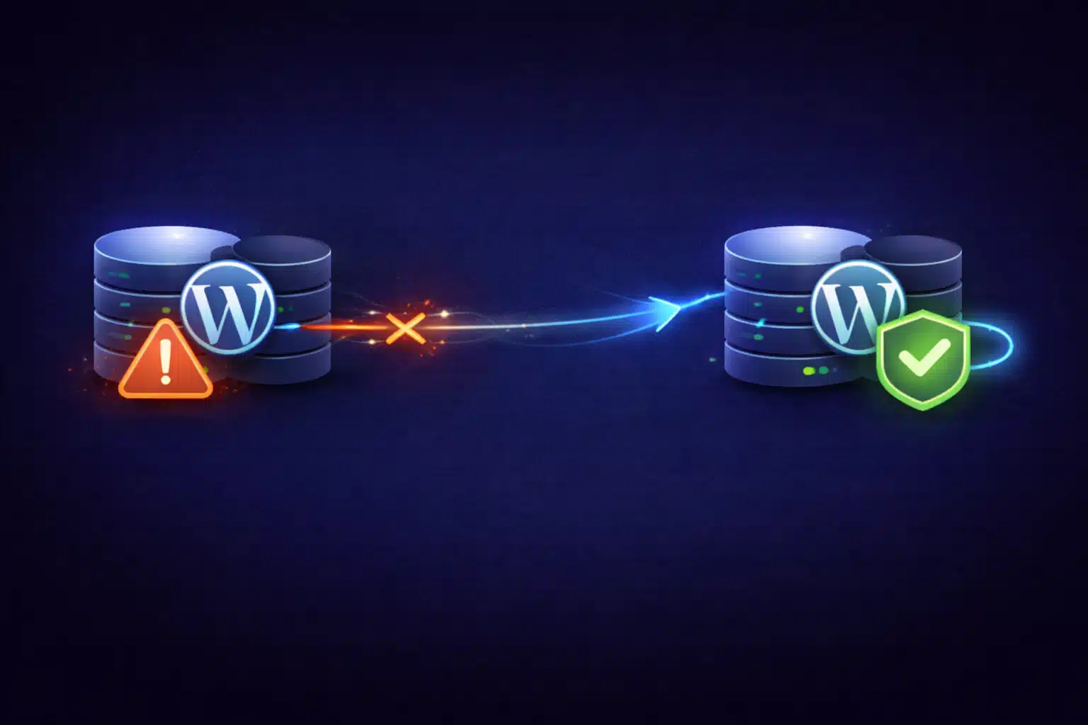 Abstract database connection error illustration with recovery flow.