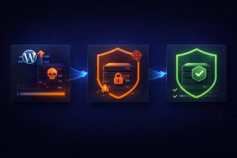 Abstract security breach illustration with a secured system restored.